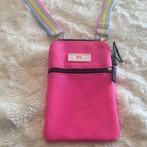 Scout Hot Pink Crossbody Phone Pouch with Rainbow Strap